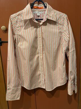 Tommy Hilfiger Women’s Striped Twill Cotton Button-Up Long Sleeve Shirt M